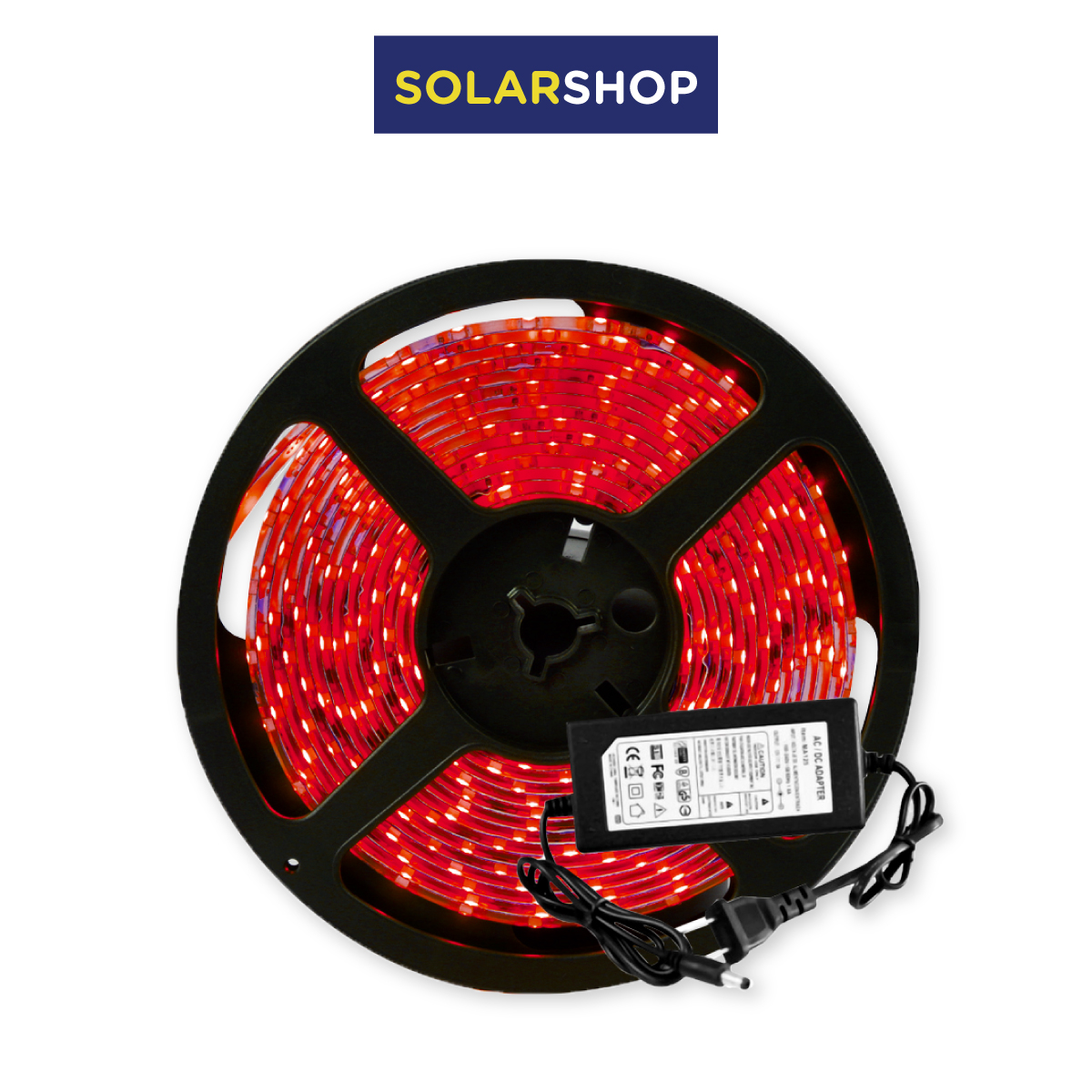 KIT BLISTER CINTA LED 12V ROJO 5M + ADAPTADOR 120V