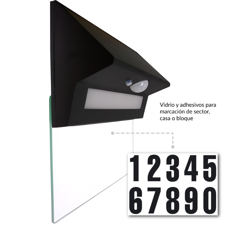 Aplique Solar Rectangular 6w 4000k Exterior Con Vidrio