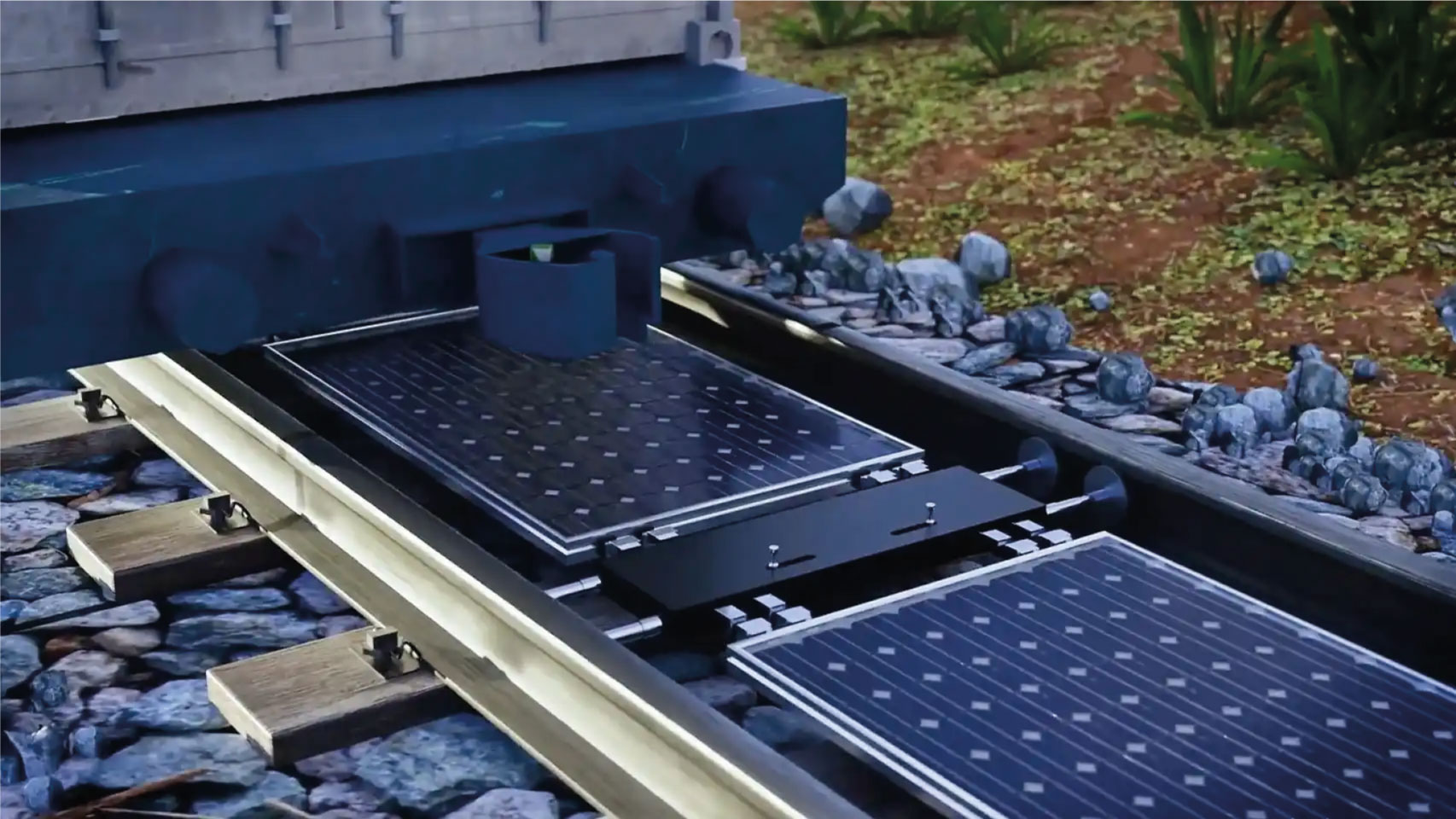 Placas solares en las vías del tren: el innovador sistema automatizado para generar energía barata
