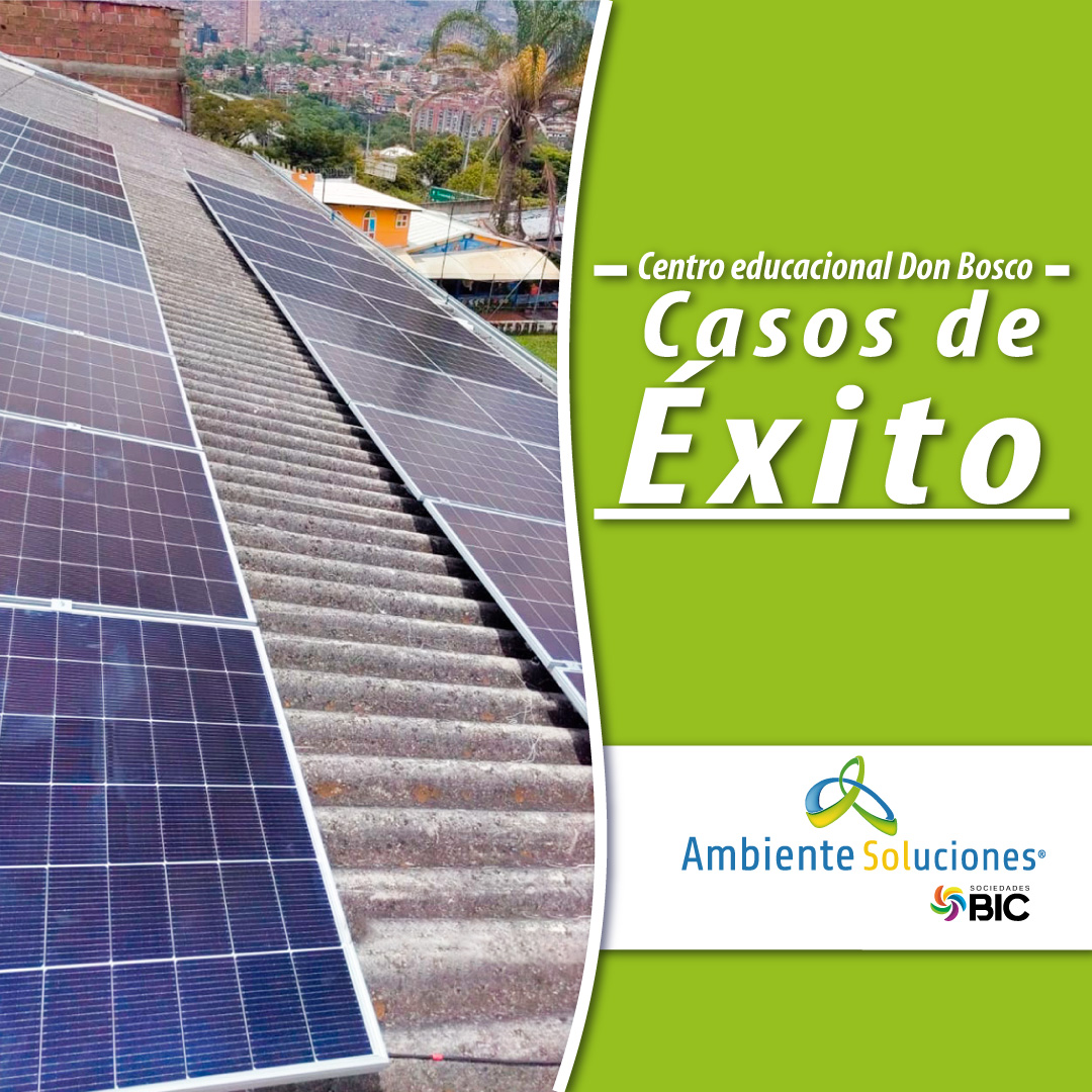 Sistema solar conectado a la red, en  Centro educacional Don Bosco, Castilla, Medellín, Antioquia